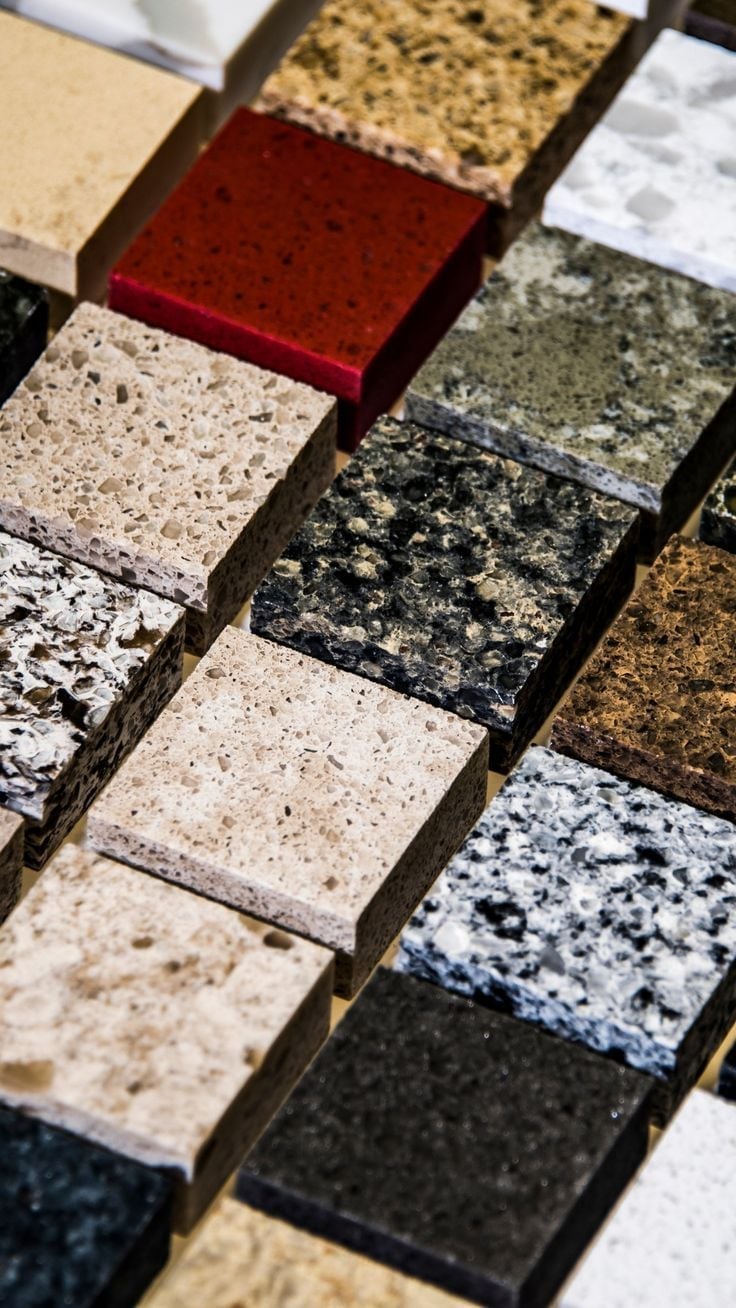 Muestras de cuarzo y piedra para countertop